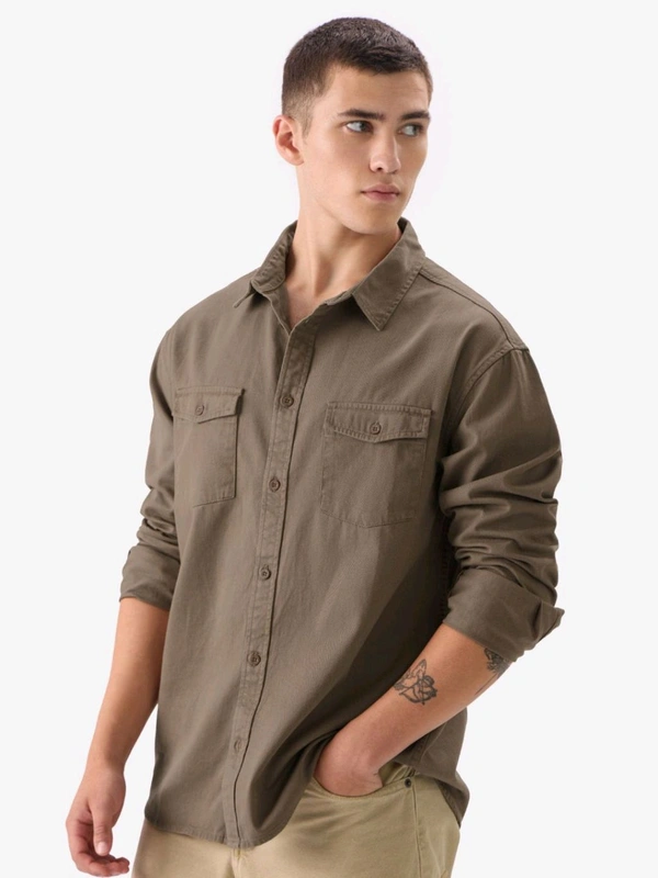 The Souled Store Solid Brown Men Utility Shirt - Millbrook, L