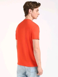 CALVIN KLEIN Mens Orange Solid Casual T-Shirt - Red Orange, M