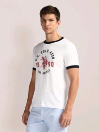 U.S POLO ASSN. White Crew Neck Brand Print T-Shirt - White, XL