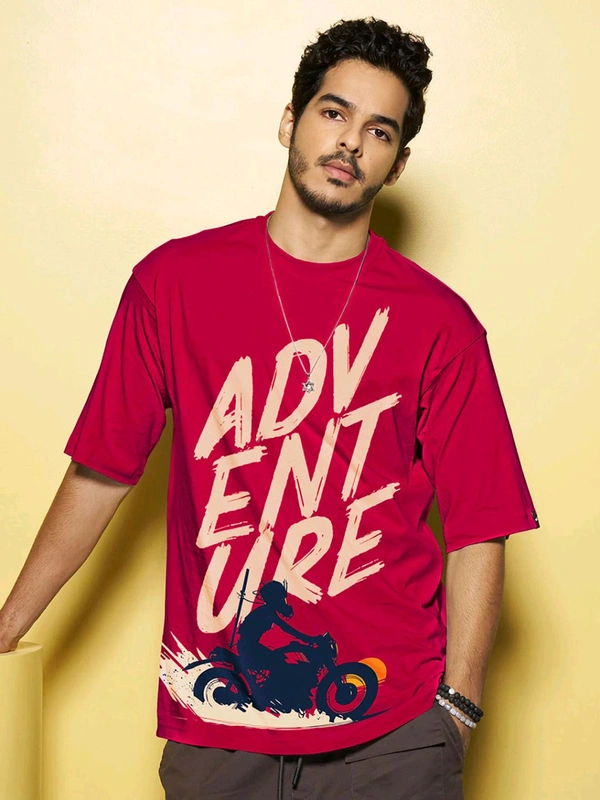 Bewakoof Men Red Graphic Oversized T-Shirt - Red, M