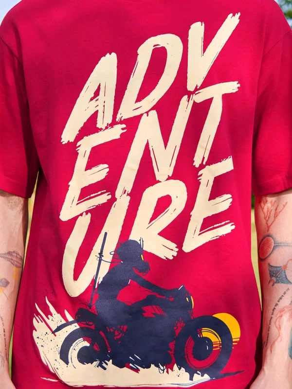 Bewakoof Men Red Graphic Oversized T-Shirt - Red, M