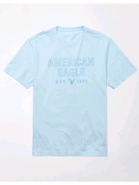 American Eagle Men Blue Super Soft Logo Graphic T-Shirt - Botticelli, M