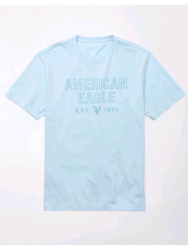 American Eagle Men Blue Super Soft Logo Graphic T-Shirt - Botticelli, M