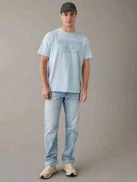 American Eagle Men Blue Super Soft Logo Graphic T-Shirt - Botticelli, M