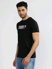 TOMMY HILFIGER Black Graphic T-Shirt - Black, 2XL