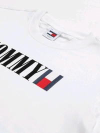 TOMMY HILFIGER White Round Neck Printed T-Shirt - White, S