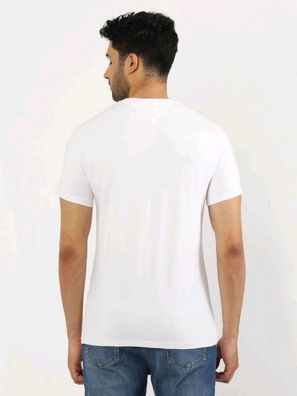 TOMMY HILFIGER White Round Neck Printed T-Shirt - White, S
