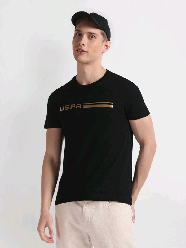 U.S POLO ASSN. Brand Print Pique T-Shirt - Black, S