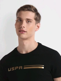 U.S POLO ASSN. Brand Print Pique T-Shirt - Black, S