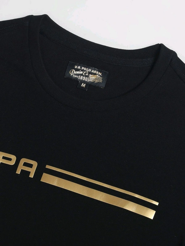 U.S POLO ASSN. Brand Print Pique T-Shirt - Black, L