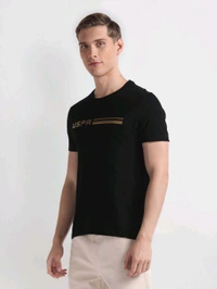 U.S POLO ASSN. Brand Print Pique T-Shirt - Black, L