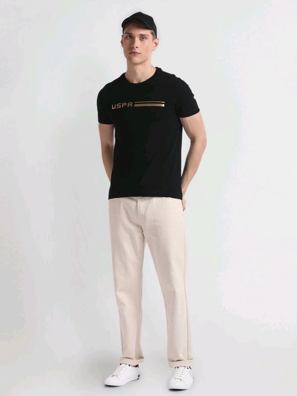 U.S POLO ASSN. Brand Print Pique T-Shirt - Black, XL