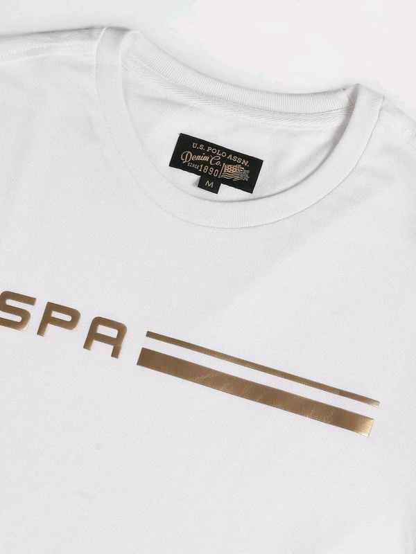 Brand Print Pique T-Shirt - White, L