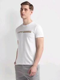 Brand Print Pique T-Shirt - White, L