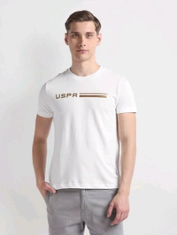 Brand Print Pique T-Shirt - White, L