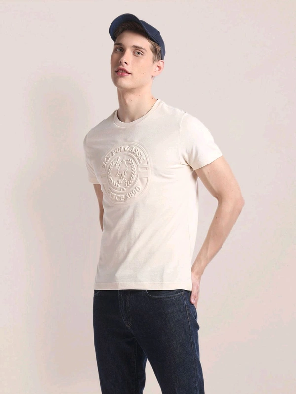U.S POLO ASSN. Self Design Slim T-Shirt - Bianca, L