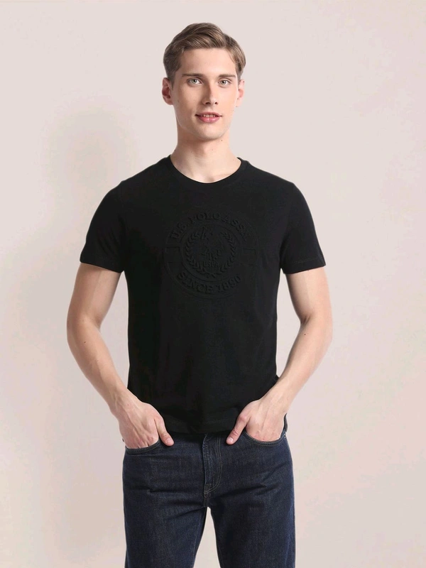 Self Design Slim T-Shirt - Black, XL