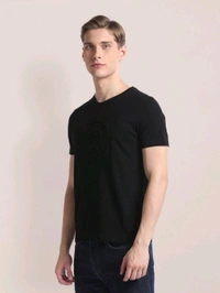 Self Design Slim T-Shirt - Black, XL