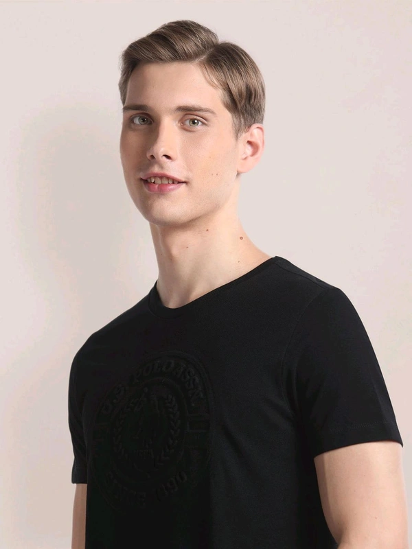 Self Design Slim T-Shirt - Black, XL