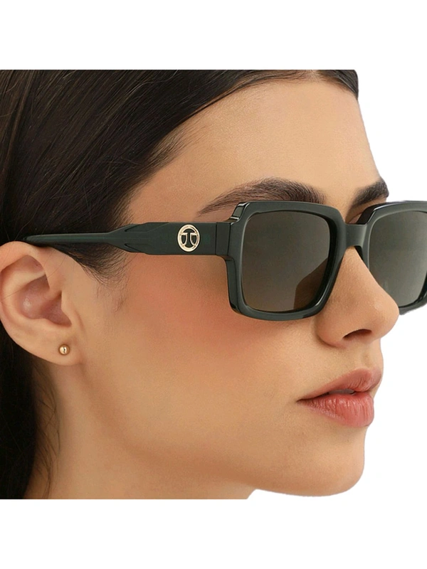 Zorva by Lenskart Unisex UV Protected Green Lens Green Frame Sunglasses - Black, One Size