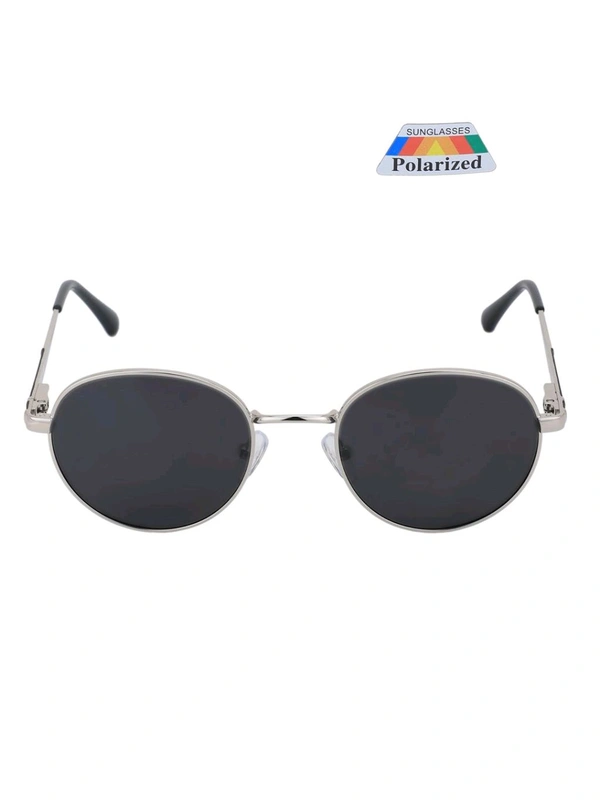 Zorva Premium Silver with Black Toned & Polarised Lens Oval Sunglass for Unisex (50) - Mine Shaft