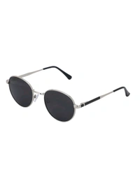Zorva Premium Silver with Black Toned & Polarised Lens Oval Sunglass for Unisex (50) - Mine Shaft