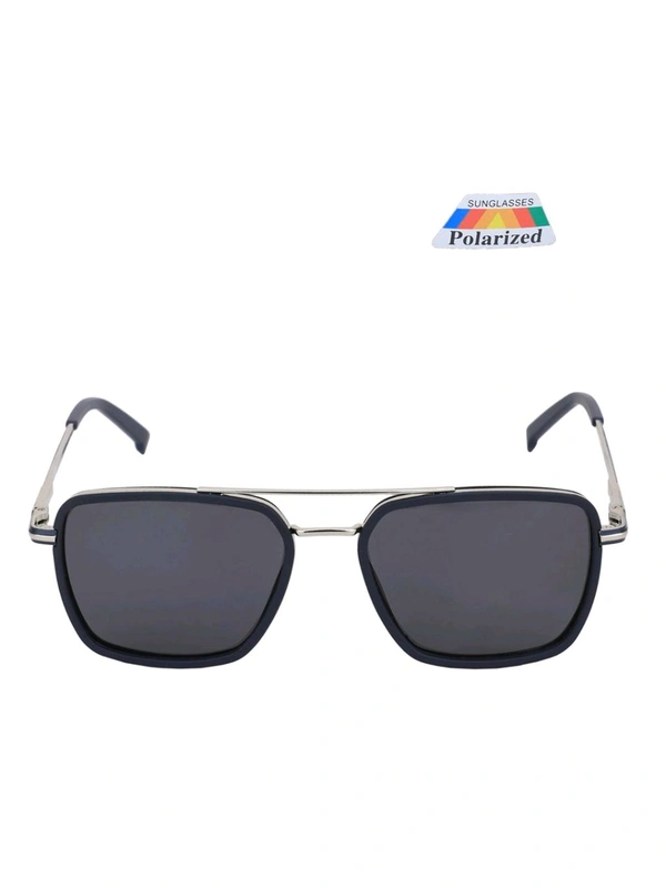 Zorva Premium Silver with Black Toned & Polarised Lens Square Sunglass for Men (52) - Black