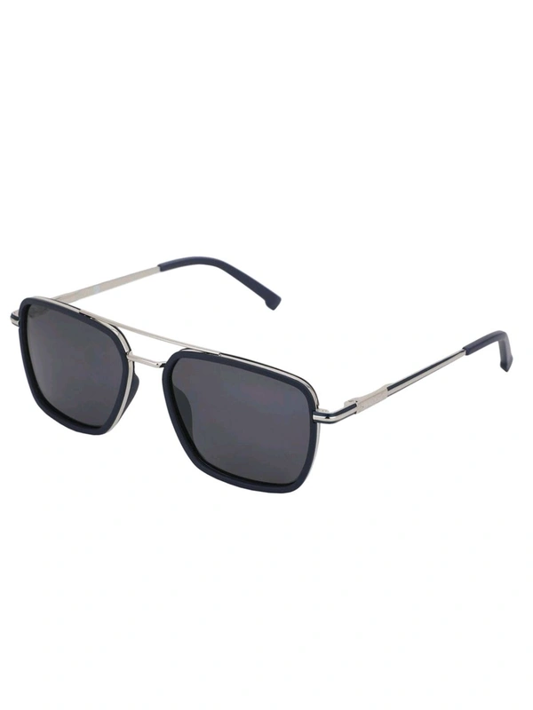 Zorva Premium Silver with Black Toned & Polarised Lens Square Sunglass for Men (52) - Black