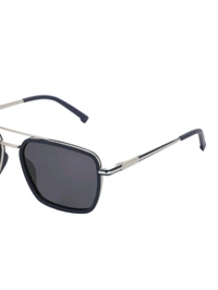 Zorva Premium Silver with Black Toned & Polarised Lens Square Sunglass for Men (52) - Black