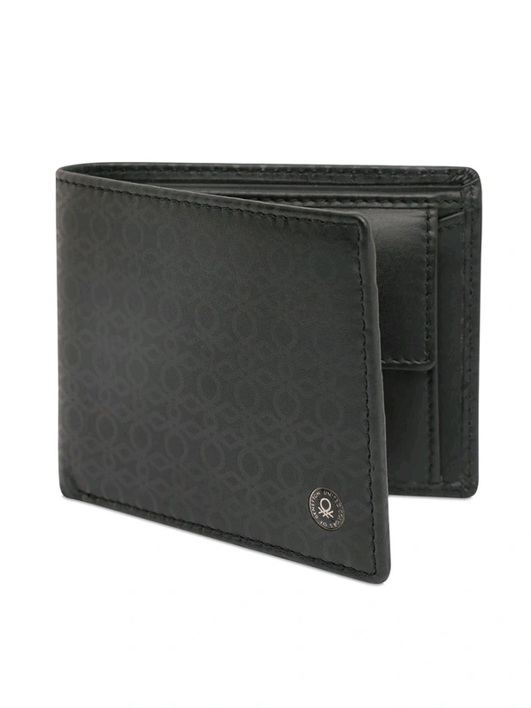 United Colors of Benetton Men Leather Global Coin Wallet Black