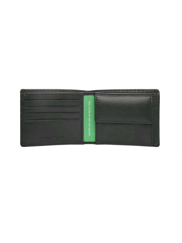 United Colors of Benetton Men Leather Global Coin Wallet Black