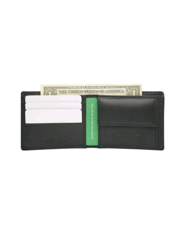 United Colors of Benetton Men Leather Global Coin Wallet Black