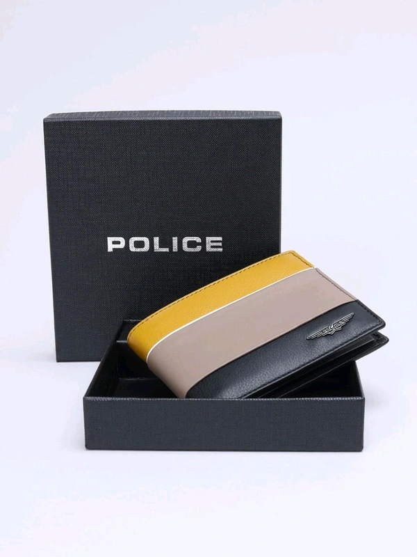Police Men Leather Colorblock Multi-Color Wallet