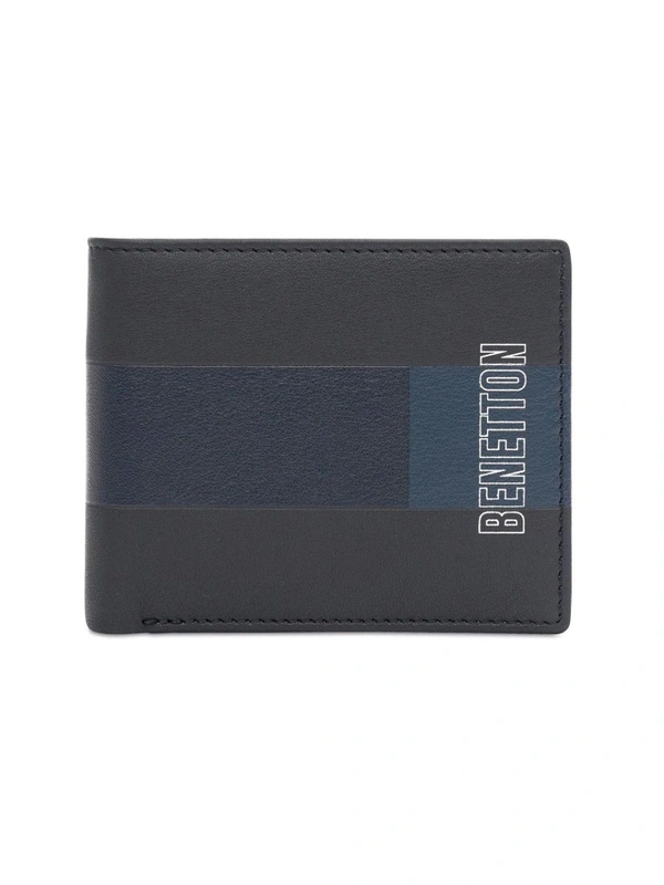 United Colors of Benetton Men Leather Global Coin Wallet - Navy Blue