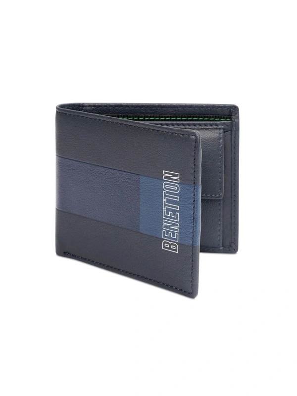 United Colors of Benetton Men Leather Global Coin Wallet - Navy Blue