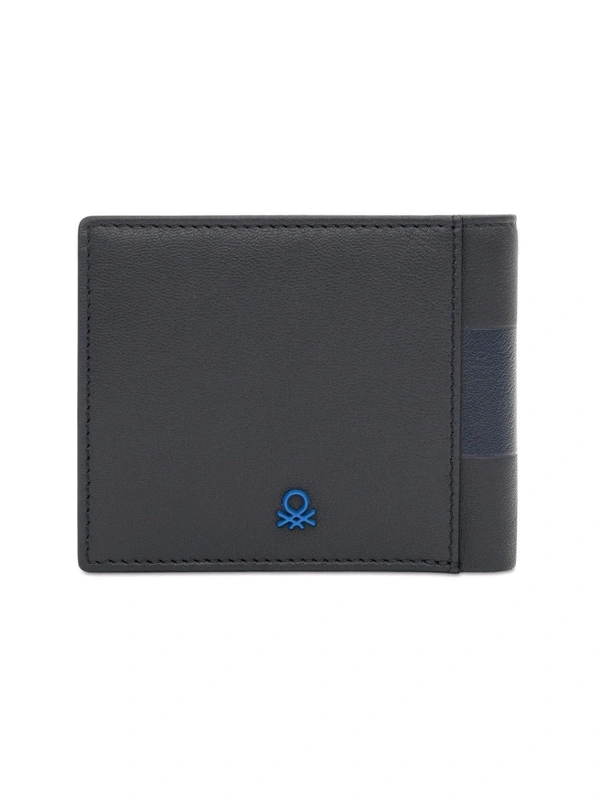 United Colors of Benetton Men Leather Global Coin Wallet - Navy Blue