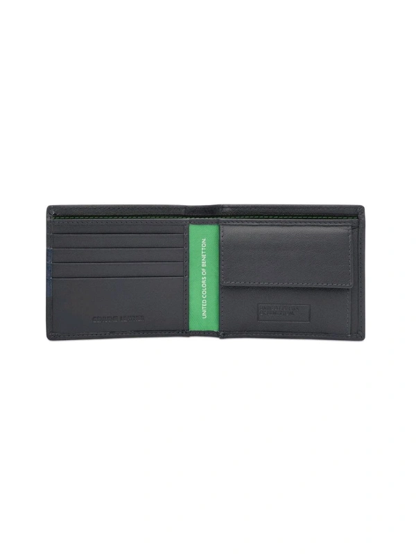 United Colors of Benetton Men Leather Global Coin Wallet - Navy Blue