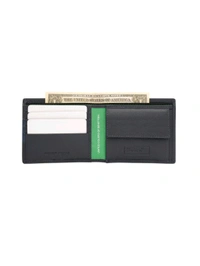 United Colors of Benetton Men Leather Global Coin Wallet - Navy Blue