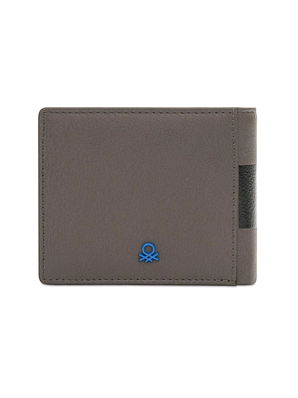 United Colors of Benetton Men Leather Global Coin Wallet - Grey