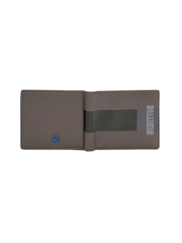 United Colors of Benetton Men Leather Global Coin Wallet - Grey