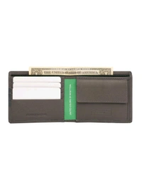 United Colors of Benetton Men Leather Global Coin Wallet - Grey