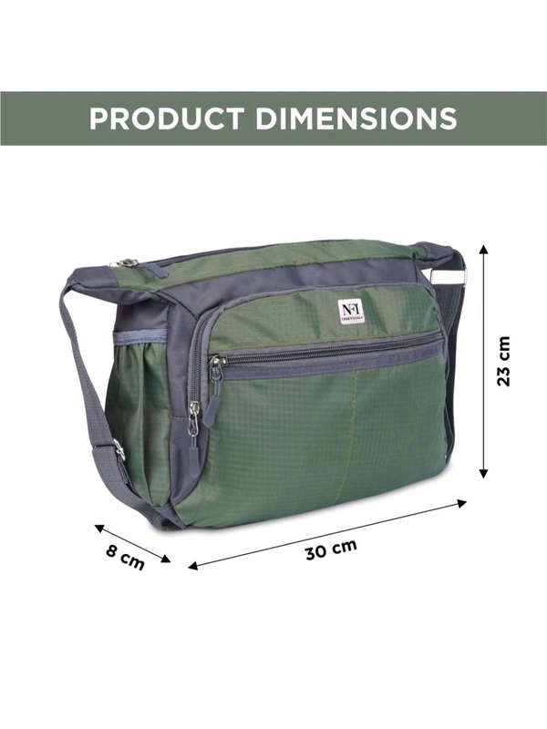 Zorva Small Unisex Sling and Cross Body Bag for Travelling Green