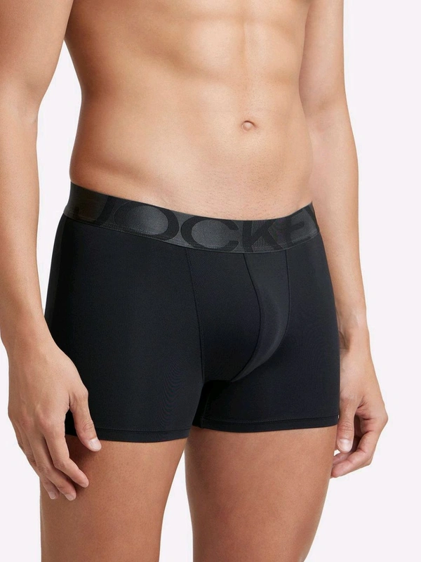 Jockey  Men Tactel Microfiber Elastane Stretch Solid Trunk - Black - Black, M