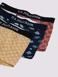 U.S POLO ASSN. Multi-Color Elasticized Waist Solid Oet14 Trunks (Pack of 3) - Husk, S