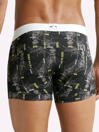 Jockey NY02 Men Super Combed Cotton Elastane Printed Trunk - Black - Mine Shaft, S
