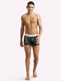 Jockey NY02 Men Super Combed Cotton Elastane Printed Trunk - Black - Mine Shaft, S