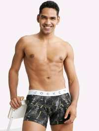 Jockey NY02 Men Super Combed Cotton Elastane Printed Trunk - Black - Mine Shaft, S
