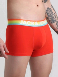 Jack & Jones Men Typographic Red Trunk - Red, XL