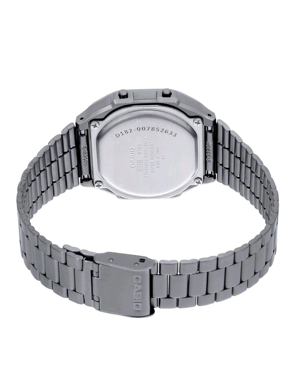 Casio Vintage A168WGG-1BDF Black Digital Dial Black Stainless Steel Band D182