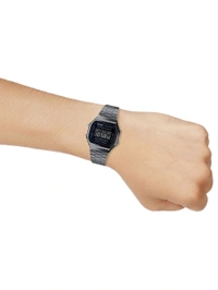 Casio Vintage A168WGG-1BDF Black Digital Dial Black Stainless Steel Band D182